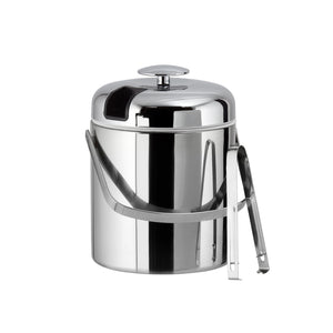 Eiseimer + Eiszange Edelstahl Silber