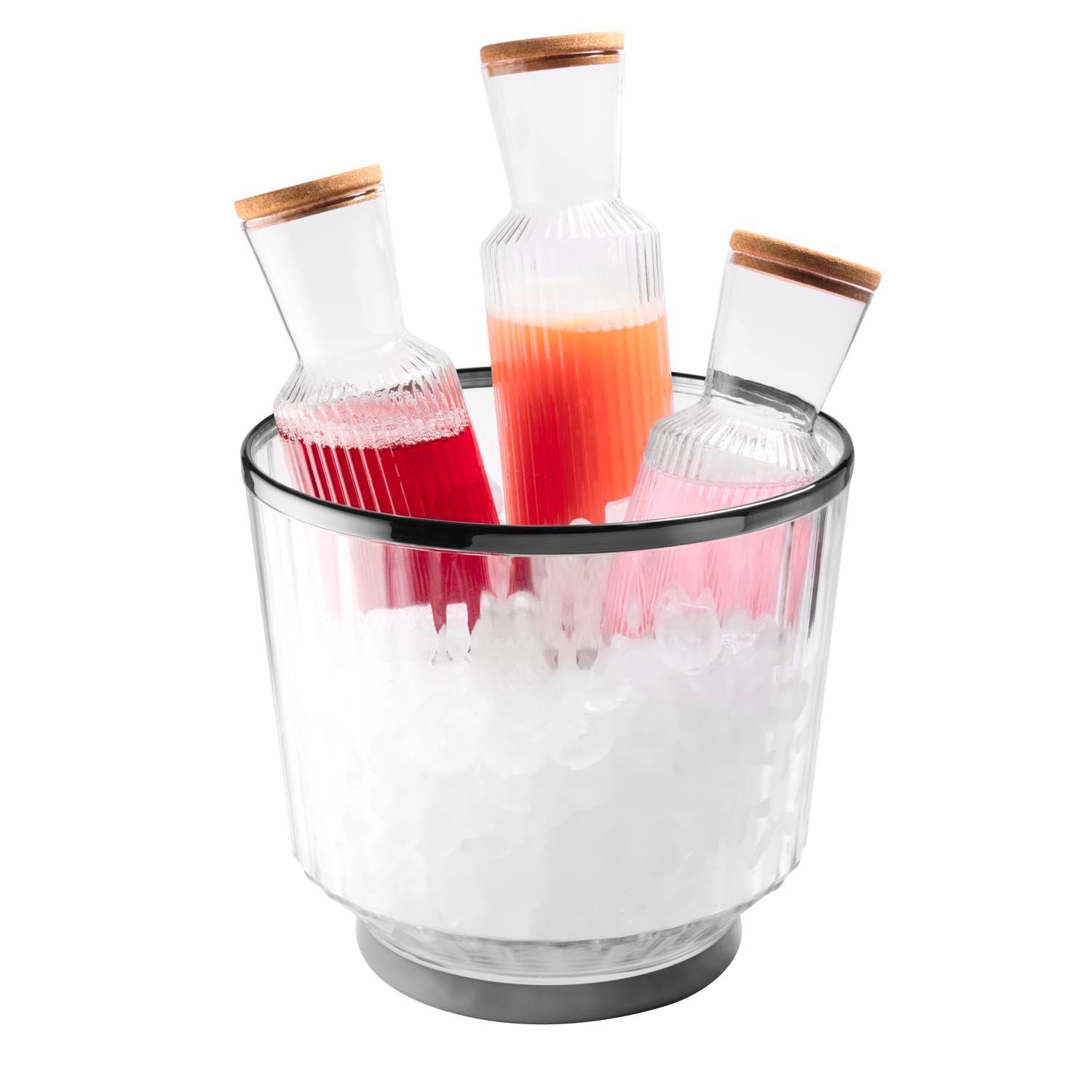 Wein- / Sektkühle aus Polycarbonat mit Rand und Bodenring im Gunmetal-Look