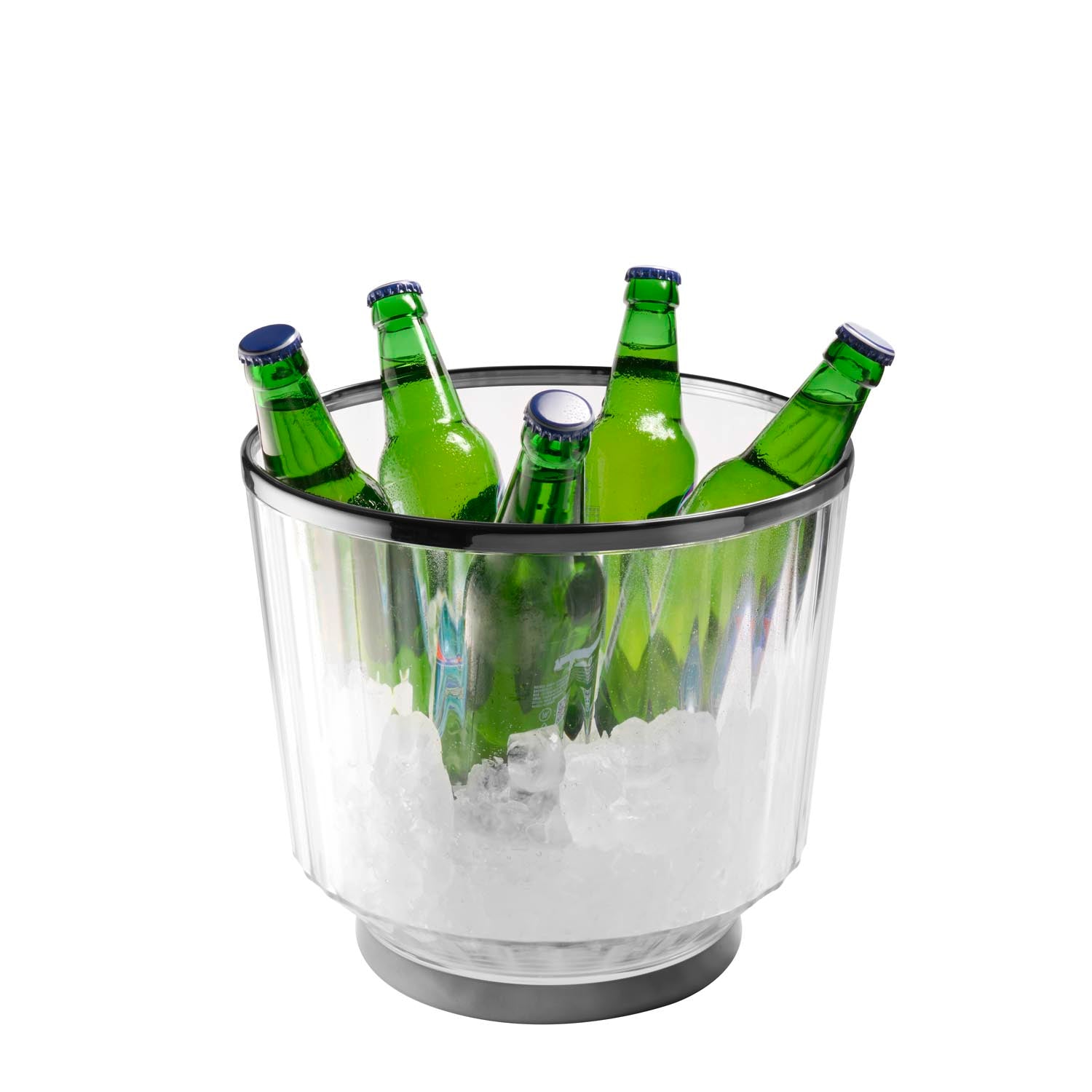Wein- / Sektkühle aus Polycarbonat mit Rand und Bodenring im Gunmetal-Look