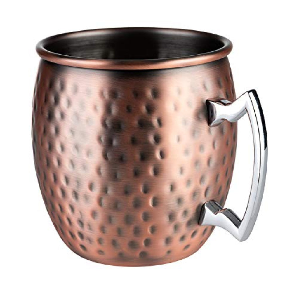 SET DI 4 TAZZE MOSCOW MULE "EFFETTO MARTELLATO" - 500 ml, rame antico + scatola regalo