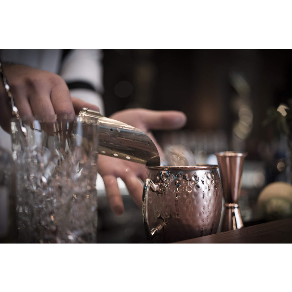 SET DI 4 TAZZE MOSCOW MULE "EFFETTO MARTELLATO" - 500 ml, rame antico + scatola regalo