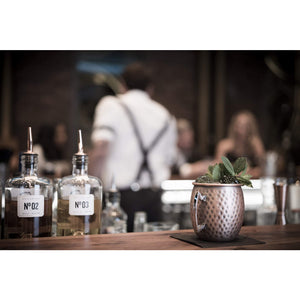 SET DI 4 TAZZE MOSCOW MULE "EFFETTO MARTELLATO" - 500 ml, rame antico + scatola regalo