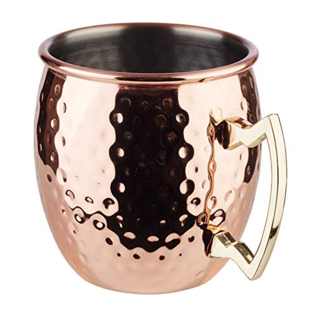 SET DI 4 TAZZE MOSCOW MULE "EFFETTO MARTELLATO" - 500 ml, rame lucido + scatola regalo