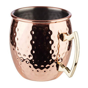 SET DI 4 TAZZE MOSCOW MULE "EFFETTO MARTELLATO" - 500 ml, rame lucido + scatola regalo