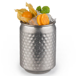 SET DI 4 LATTINE DI COCKTAIL - acciaio inossidabile martellato antico + scatola regalo