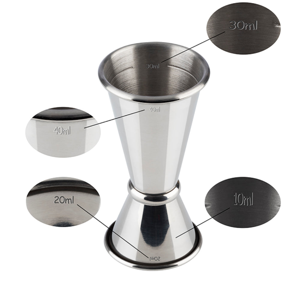 JIGGER - misuratore da bar, per cocktail, in acciaio inossidabile lucidato