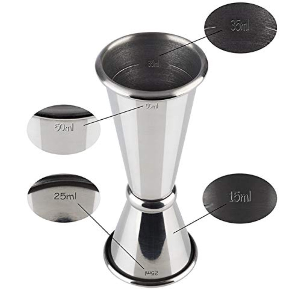 BAR SET BOSTON - 1 Boston shaker 700 ml, 1 colino da bar, 1 jigger, 1 pestello, acciaio inossidabile lucidato